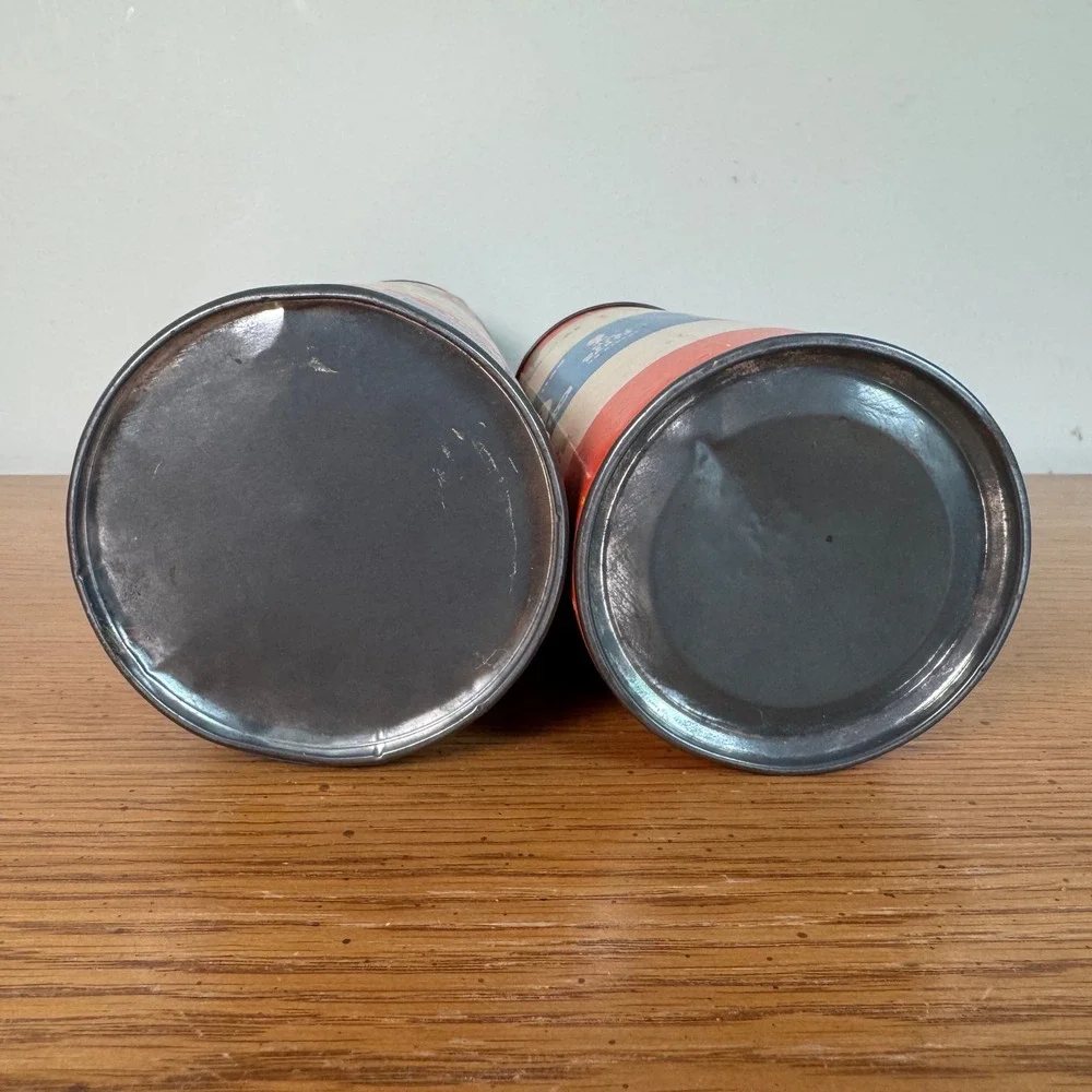 Vintage Tinkertoy Major No 136 and Prep No 1169 Set of 2 Storage Canisters